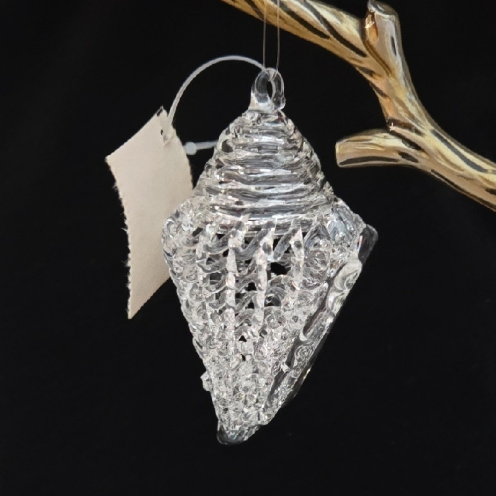 🎅🎅🎅Vntg Silvestri Glass Spun Seashell Ornament NIB Approx. 2.5"x3" - Picture 4 of 5